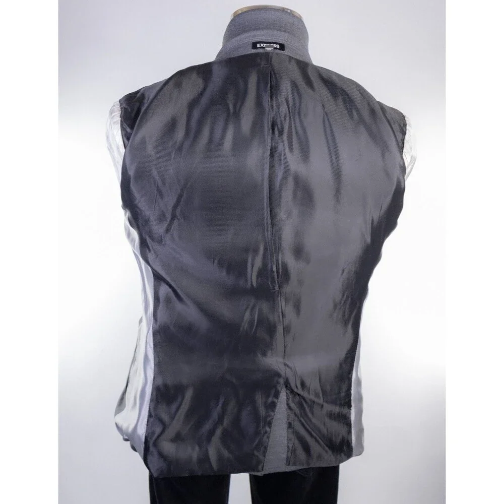 Express Slim Blazer Tuxedo Jacket Solid Gray Size 36S One Button Coat